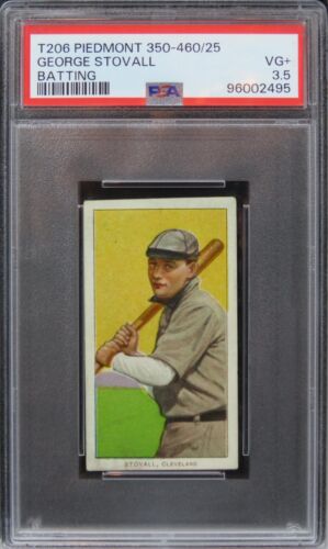 1909 T206 Piedmont 350-460/25 George Stovall (BATTING) PSA 3.5 VG+