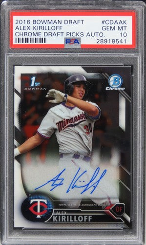 2016 Bowman Chrome Draft Alex Kirilloff AUTO ROOKIE #CDAAK PSA 10 GEM MINT