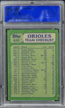 Load image into Gallery viewer, 1982 Topps Orioles Batting &amp; PITCHING LEADERS w/ Eddie Murray #426 PSA 9 MINT