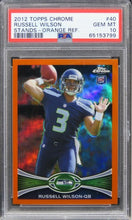 Load image into Gallery viewer, 2012 Topps Chrome Russell Wilson STANDS-ORANGE REFRACTOR ROOKIE #40 PSA 10