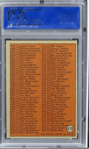 1972 Topps Checklist 526-656 SMALL PRINT ON FRONT #478 PSA 8 NM-MT
