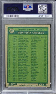 1977 Topps Yankees Team #387 PSA 9 MINT