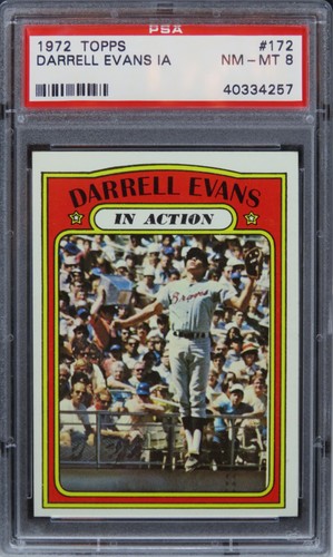 1972 Topps Darrell Evans IN ACTION #172 PSA 8 NM-MT