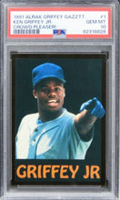 Load image into Gallery viewer, 1991 Alrak Griffey Gazette Ken Griffey Jr. CROWD PLEASER! HOF #1 PSA 10 GEM MINT