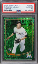 Load image into Gallery viewer, 2013 Topps Update Christian Yelich EMERALD ROOKIE RC #US290 PSA 10 GEM MINT