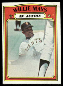 1972 Topps Willie Mays In Action HOF #50 EX STAIN