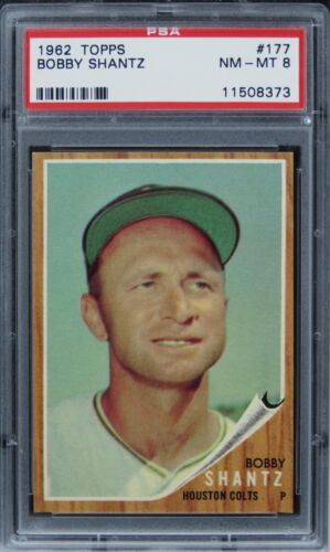 1962 Topps Bobby Shantz GREEN TINT #177 PSA 8 NM-MT