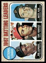 Load image into Gallery viewer, 1968 Topps NL Batting Leaders Clemente/Alou/Gonzalez HOF #1 VG-EX