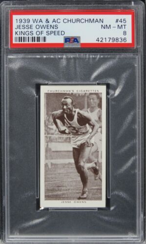 1939 W.A. and A.C. Churchman Jesse Owens KINGS OF SPEED #45 PSA 8 NM-MT