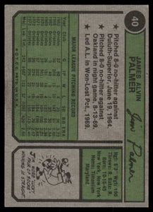 1974 Topps Jim Palmer HOF #40 EX