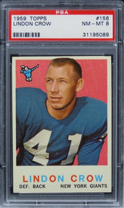 1959 Topps Lindon Crow #156 PSA 8 NM-MT