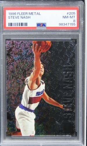 1996 Fleer Metal Steve Nash HOF ROOKIE RC #205 PSA 8 NM-MT