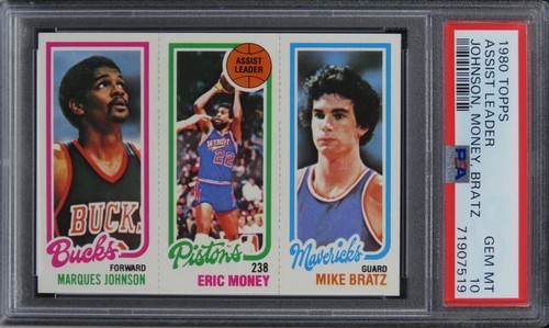 1980 Topps Assist Leader JOHNSON, MONEY, BRATZ PSA 10 GEM MINT