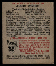 Load image into Gallery viewer, 1948 Bowman Albert Wistert #43 VG-EX