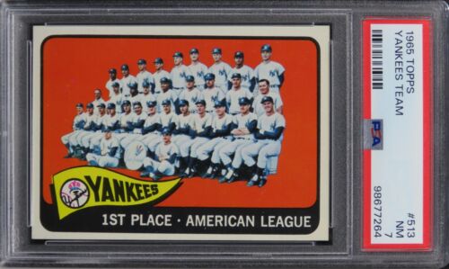 1965 Topps Yankees Team #513 PSA 7 NM