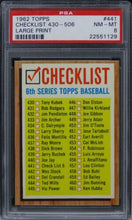 Load image into Gallery viewer, 1962 Topps Checklist 430-506 LARGE PRINT #441 PSA 8 NM-MT