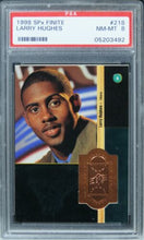 Load image into Gallery viewer, 1998 SPx Finite Larry Hughes /2500 ROOKIE RC #218 PSA 8 NM-MT