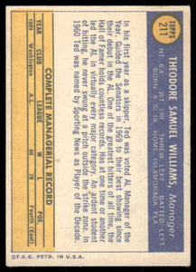 1970 Topps Ted Williams HOF #211 EX