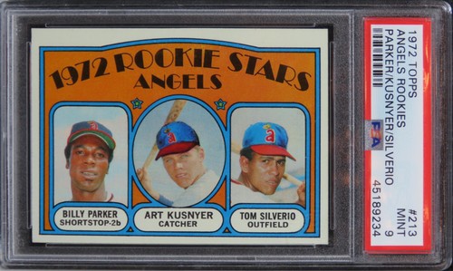 1972 Topps Angels Rookies PARKER/KUSNYER/SILVERIO #213 PSA 9 MINT