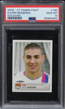 Load image into Gallery viewer, 2006 Panini Foot Karim Benzema STICKERS #180 PSA 10 GEM MINT