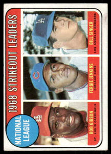 1969 Topps NL 1968 Strikeout Leaders Gibson/Jenkins/Singer) HOF #12 VG