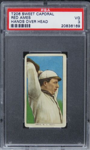 1909 T206 Sweet Caporal Red Ames (HANDS OVER HEAD) PSA 3 VG