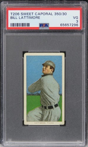 1909 T206 Sweet Caporal 350/30 Bill Lattimore PSA 3 VG **CENTERED**