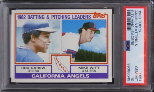 1983 Topps ANGELS BATTING AND PITCHING LEADERS w/ Rod Carew #651 PSA 10 GEM MINT