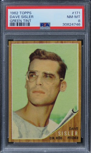 1962 Topps Dave Sisler GREEN TINT #171 PSA 8 NM-MT