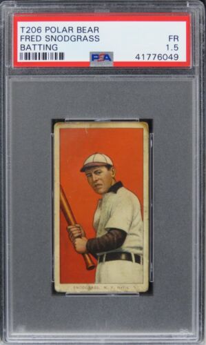 1909 T206 Polar Bear Fred Snodgrass (BATTING) PSA 1.5 FR