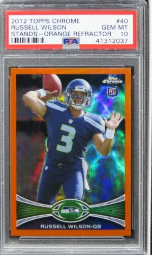 2012 Topps Chrome Russell Wilson STANDS-ORANGE REFRACTOR ROOKIE #40 PSA 10