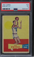 Load image into Gallery viewer, 1957 Topps Bob Pettit HOF ROOKIE RC #24 PSA 5 EX