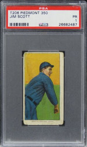 1909 T206 Piedmont 350 Jim Scott PSA 1 PR