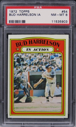 1972 Topps Bud Harrelson IN ACTION #54 PSA 8 NM-MT