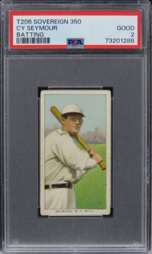 1909 T206 Sovereign 350 Cy Seymour (BATTING) PSA 2 GOOD **CENTERED**