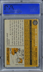 1960 Topps Ken Johnson ROOKIE STAR ROOKIE RC #135 PSA 8 NM-MT