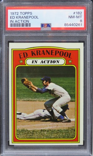 1972 Topps Ed Kranepool IN ACTION #182 PSA 8 NM-MT