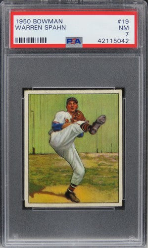 1950 Bowman Warren Spahn HOF #19 PSA 7 NM