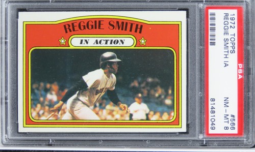 1972 Topps Reggie Smith IN ACTION #566 PSA 8 NM-MT