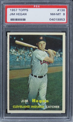 1957 Topps Jim Hegan #136 PSA 8 NM-MT
