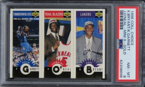 1996 Collector's Choice K.Bryant/K.Garnett/J.O'Neal-MINI II-GOLD PSA 8 NM-MT