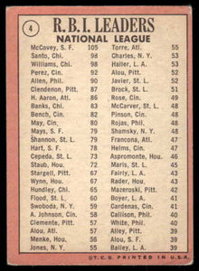 1969 Topps NL 1968 RBI Leaders McCovey/Santo/Williams) HOF #4 VG