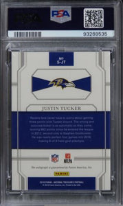 2018 Panini National Treasures Justin Tucker SIGNATURES-EMERALD #S-JT PSA 9 MINT