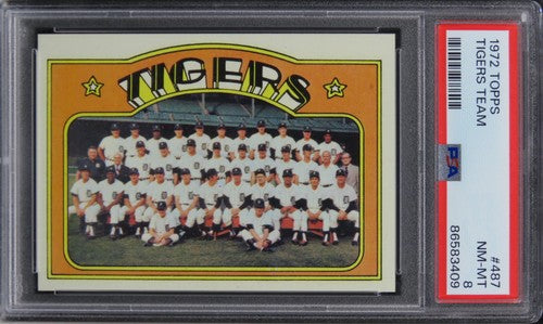 1972 Topps Tigers Team #487 PSA 8 NM-MT