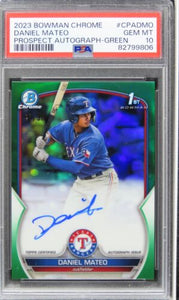 2023 Bowman Chrome Daniel Mateo PROSPECT AUTO-GREEN ROOKIE RC #CPADMO PSA 10