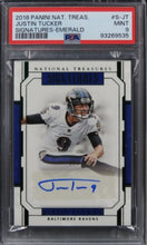 Load image into Gallery viewer, 2018 Panini National Treasures Justin Tucker SIGNATURES-EMERALD #S-JT PSA 9 MINT