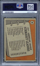 Load image into Gallery viewer, 1972 Topps AL Strikeout Leaders M.LOLICH/V.BLUE/J.COLEMAN #96 PSA 9 MINT