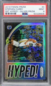 2019 Panini Prizm Stephen Curry GET HYPED!-SILVER PRIZM #4 PSA 9 MINT