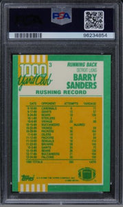 1990 Topps Barry Sanders 1000 YARD CLUB HOF #3 PSA 10 GEM MINT