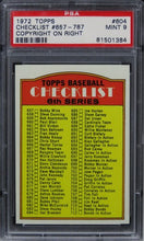 Load image into Gallery viewer, 1972 Topps Checklist 657-787 COPYRIGHT ON RIGHT #604 PSA 9 MINT